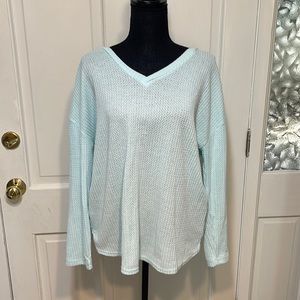 Waffle Knit V Neck
